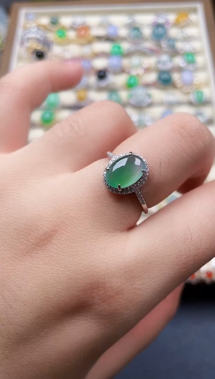 银S925镶嵌戒指翡翠67