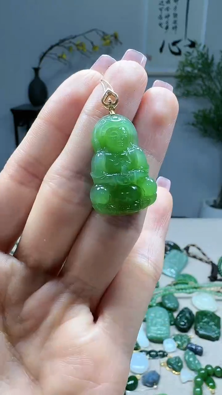 吊坠(不含链)18K金镶嵌和田玉1