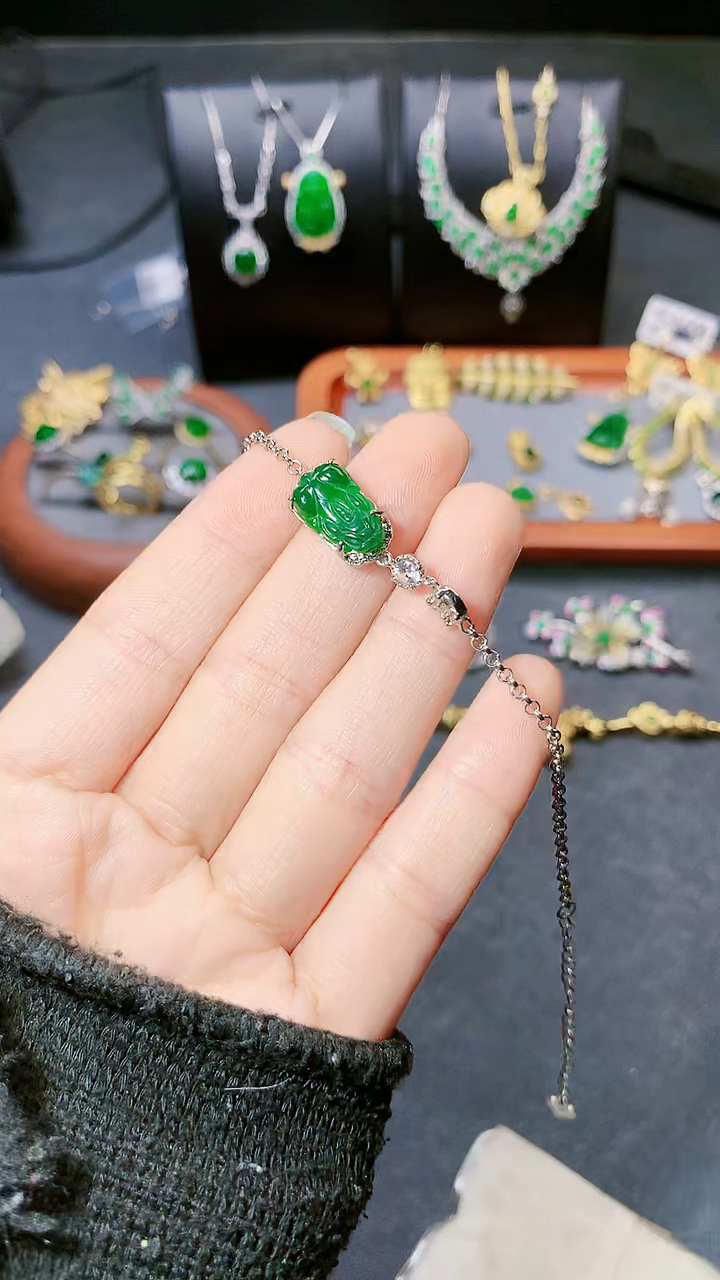 【闪购商品】翡翠手链银S925镶嵌手链