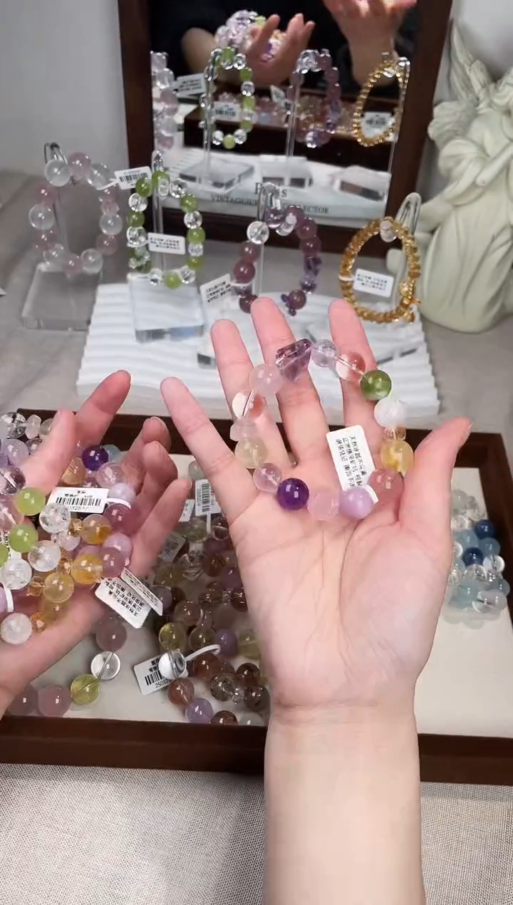 烟晶手链银S925镶嵌多宝