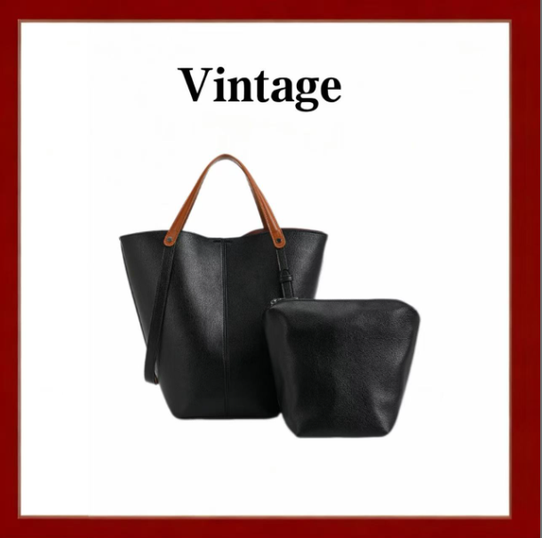 新款时尚百搭手提大容量水桶子母包DFN619-黑色