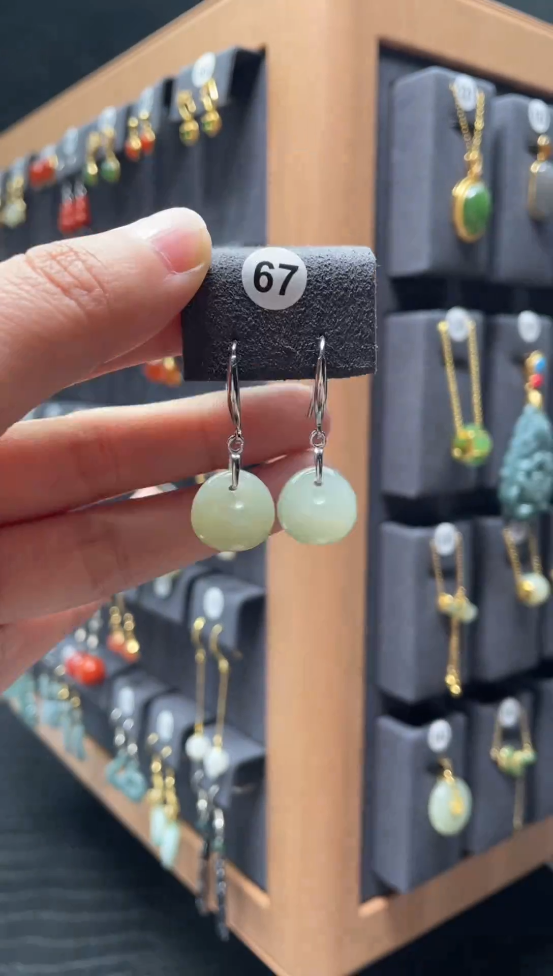 【闪购商品】和田玉耳饰银S925镶嵌0067