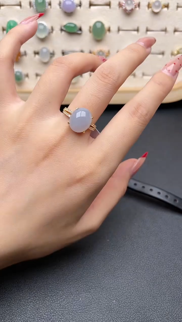 【闪购商品】翡翠戒指银S925镶嵌一物一证一礼盒