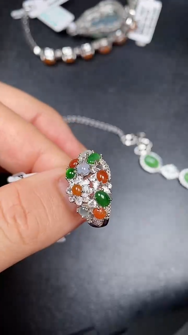 银S925镶嵌戒指翡翠3470