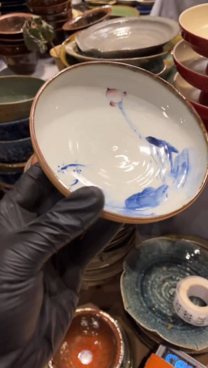 【闪购商品】瓷片346  微瑕手绘外磨砂小盘1个