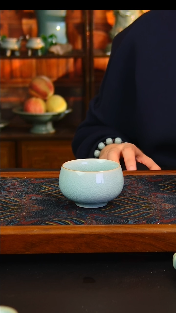 瓷片冰花釉禅定杯，一级品