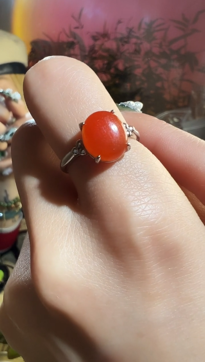 【闪购商品】南红玛瑙戒指银S925镶嵌南红戒指