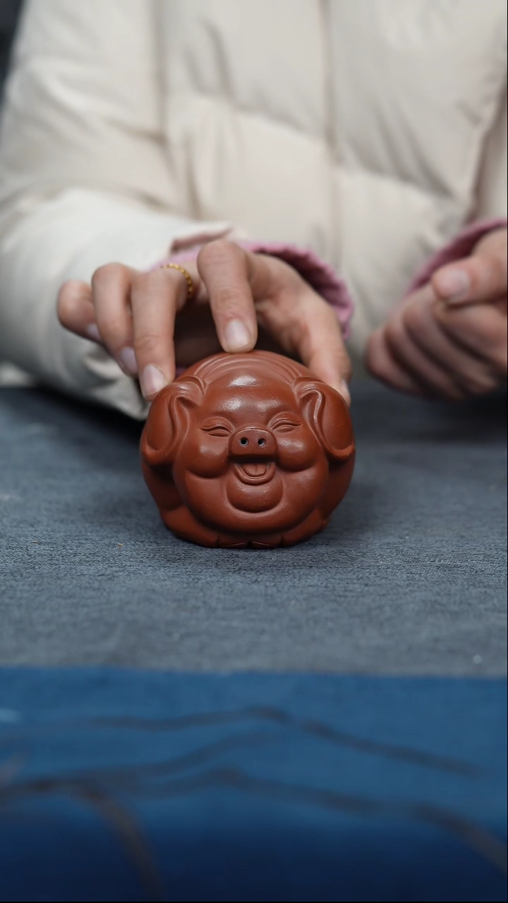 【闪购商品】紫砂茶宠紫砂茶宠朱泥团圆猪