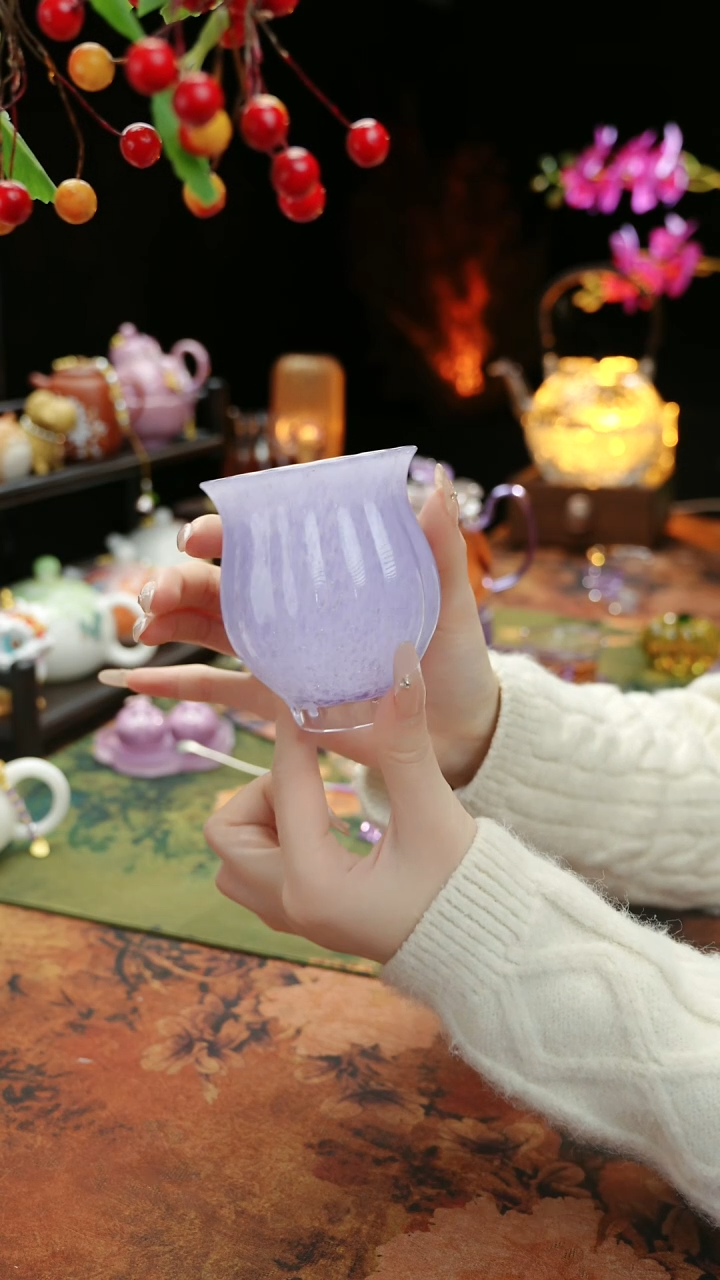 【闪购商品】紫色水晶琉璃水仙杯110ccc