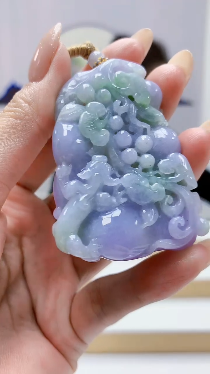 未镶嵌定制翡翠5160MM-毛货挂件85