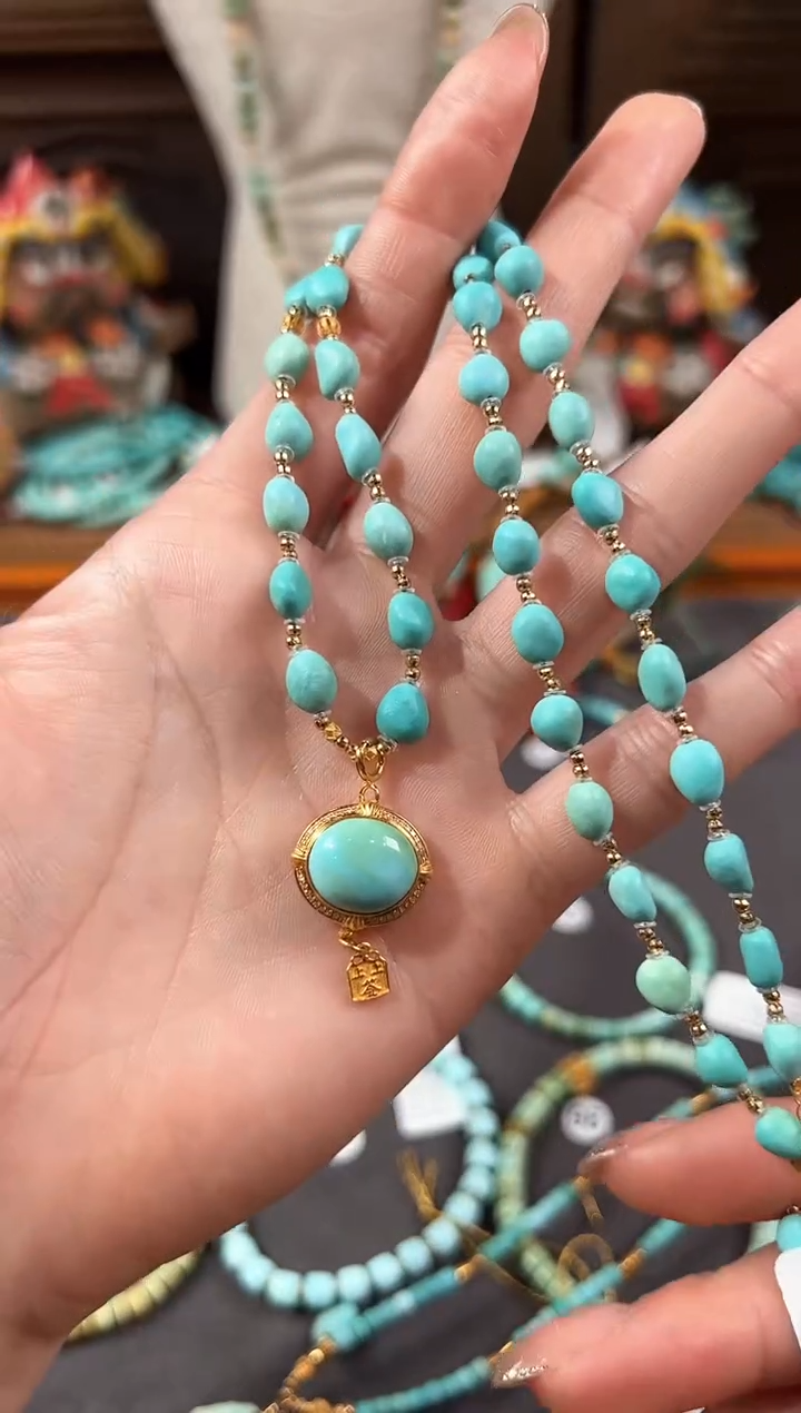 【闪购商品】绿松石颈饰18K金镶嵌绿松石项链