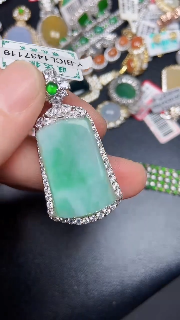 银S925镶嵌戒指翡翠7600