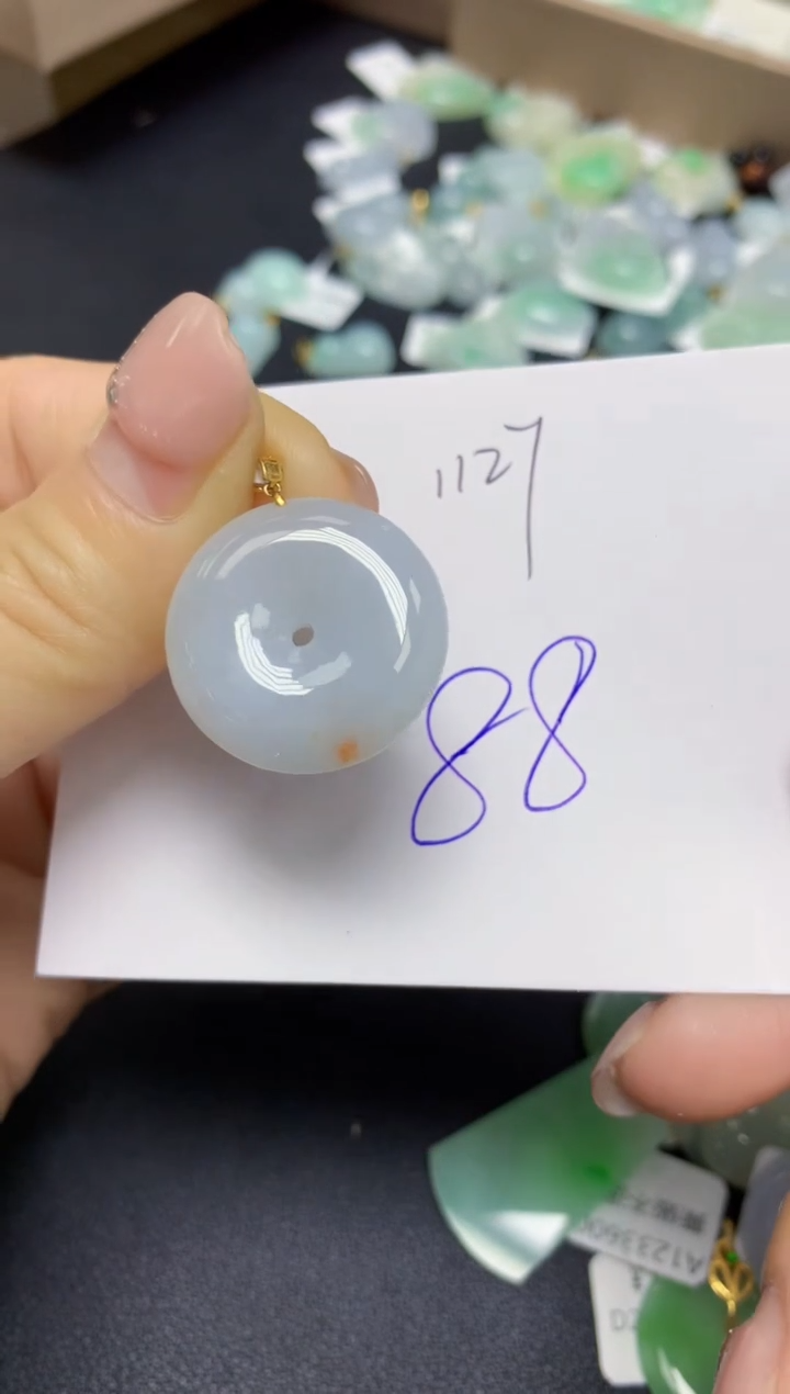 【闪购商品】翡翠挂件18K金镶嵌 天然翡翠A货