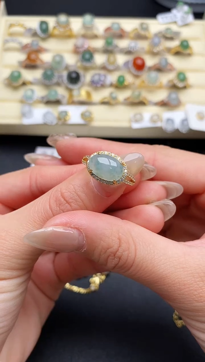 【闪购商品】翡翠戒指银S925镶嵌8888888+1