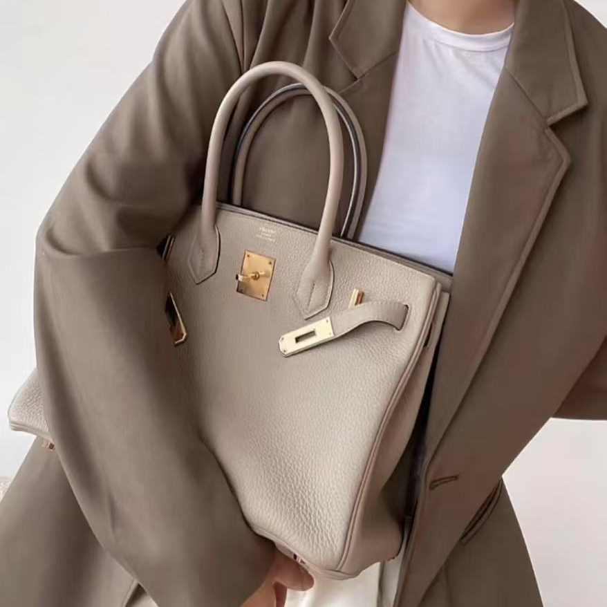 99新 Hermes/爱马仕  birkin30 斑鸠灰 金扣 tc皮 框N刻 