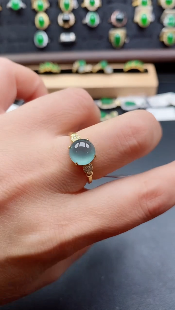 银S925镶嵌戒指翡翠1