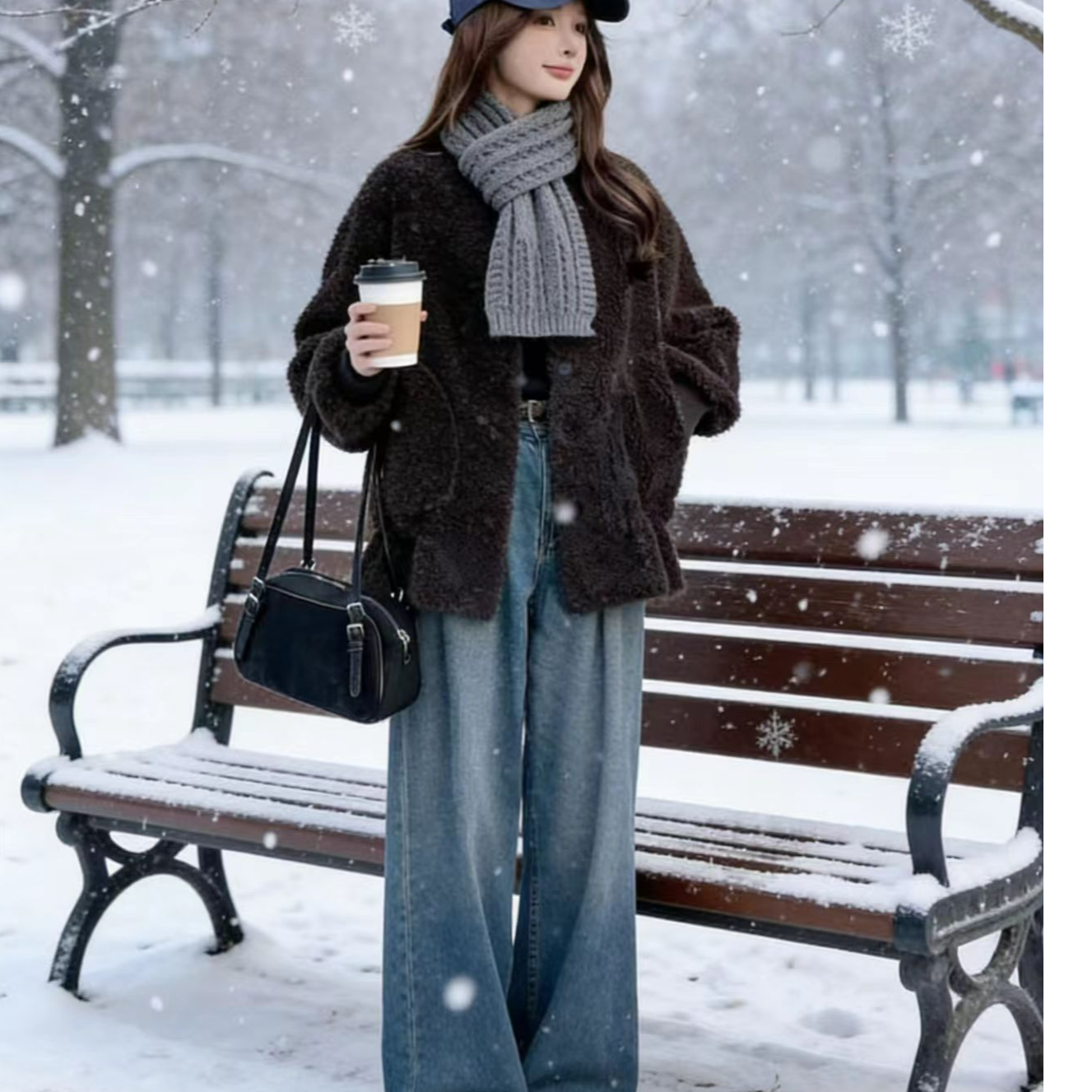 69新款羊羔毛带围脖短款时尚保暖百搭外套