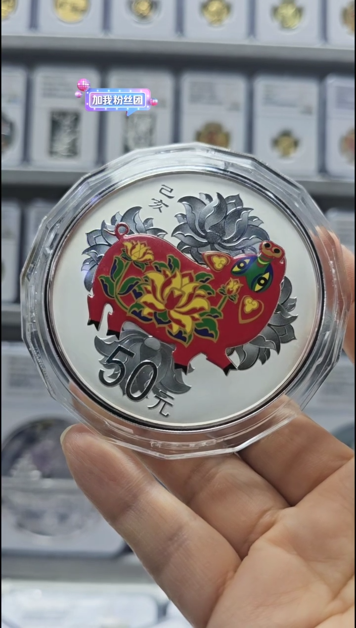 【闪购商品】纯银2019年彩色猪年银币150克