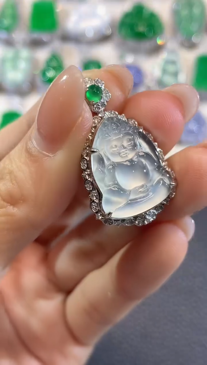 吊坠(不含链)18K金镶嵌翡翠C18翡翠