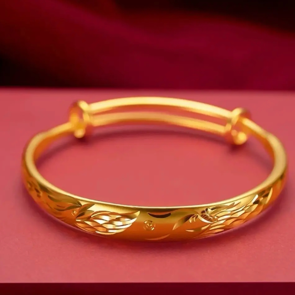 2025新款龙凤呈祥手镯女可推拉实心手环经典素款