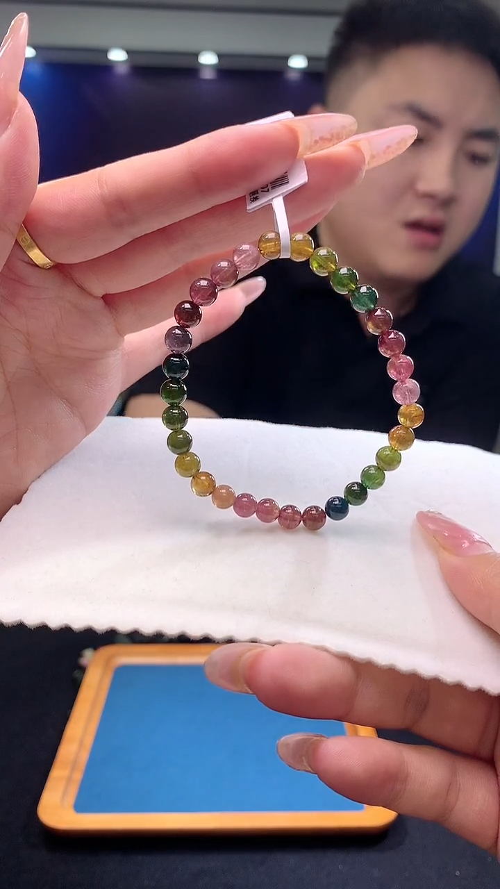 手链未镶嵌碧玺彩虹碧玺单圈6x（多样性发一）