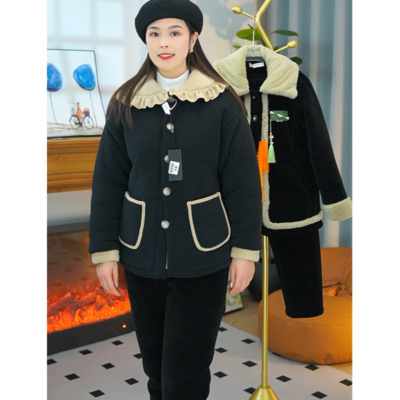 【三层加厚】冬新款睡衣女冬季保暖奥利绒小香风家居服套装可外