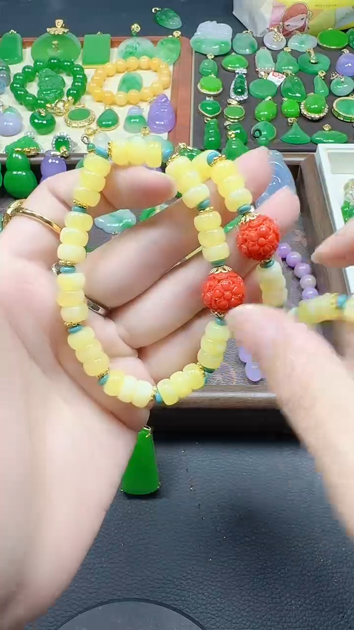 蜜蜡颈饰未镶嵌盘珠原创手串