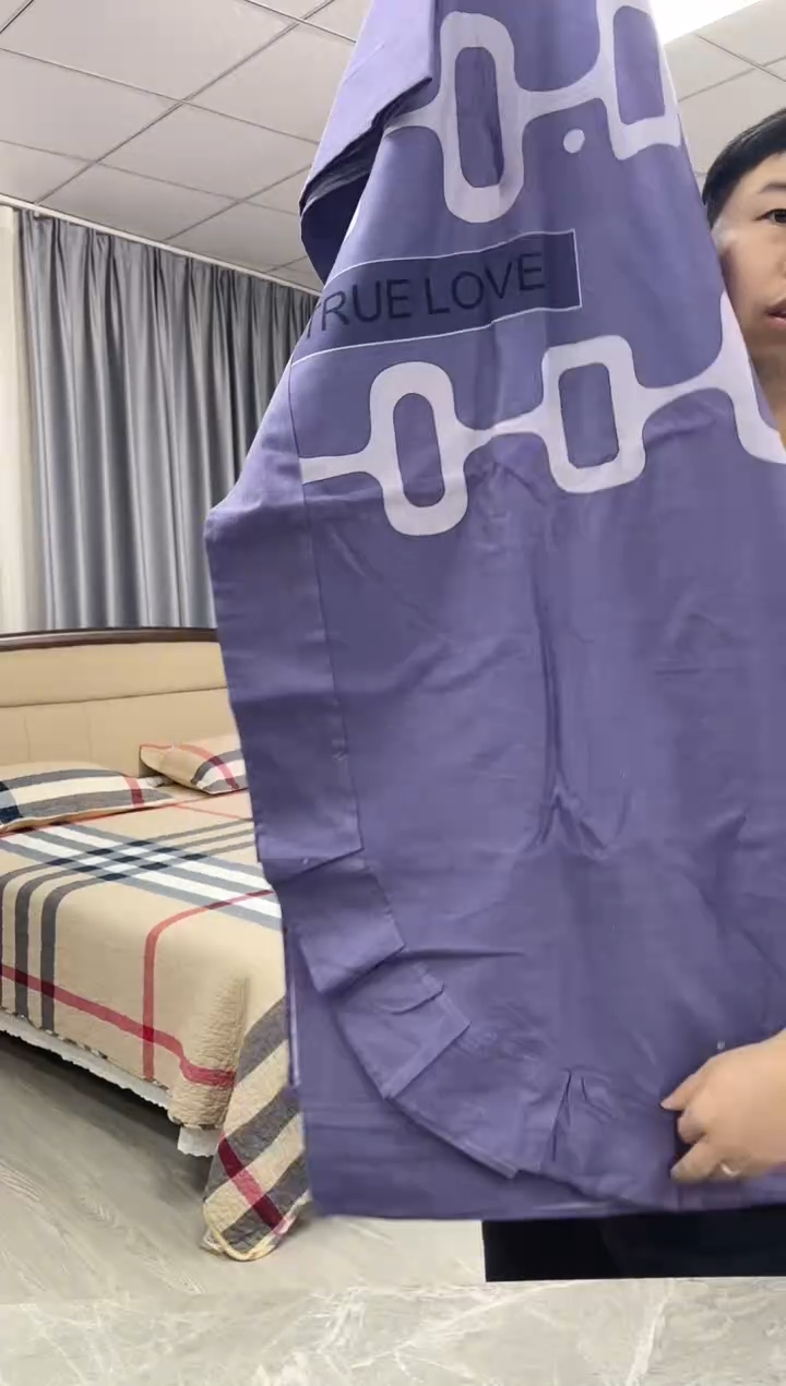 棉福利3件套紫色带一对枕套