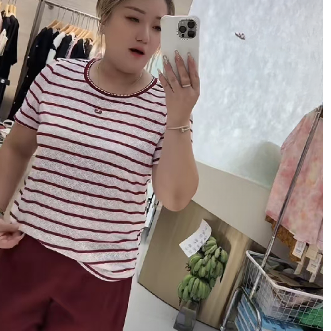 二姐家敏芮5719条纹短袖T恤