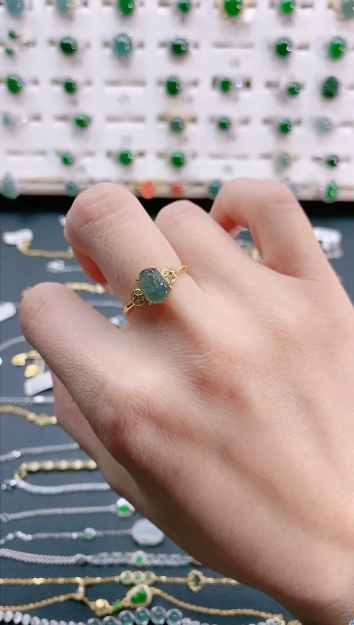 【闪购商品】翡翠戒指银S925镶嵌天然翡翠