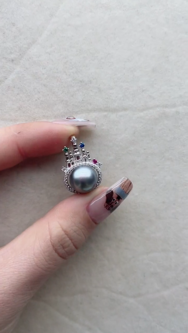 【闪购商品】海水珍珠吊坠银S925镶嵌11