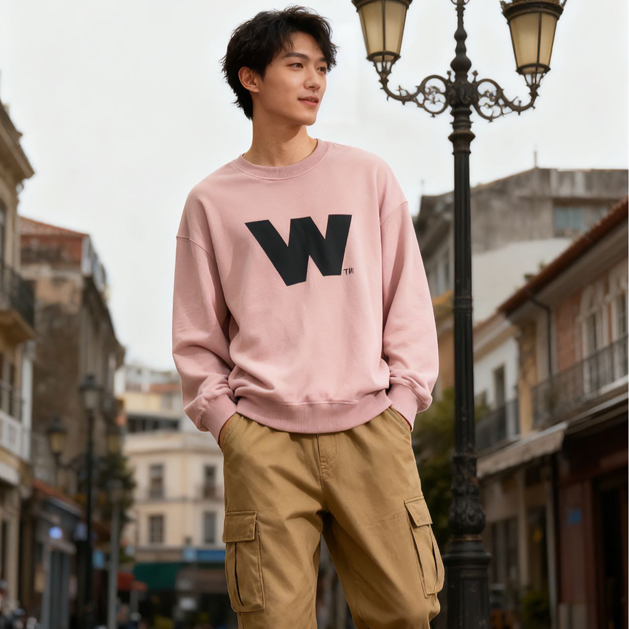 23627高端专享春款休闲卫衣粉色