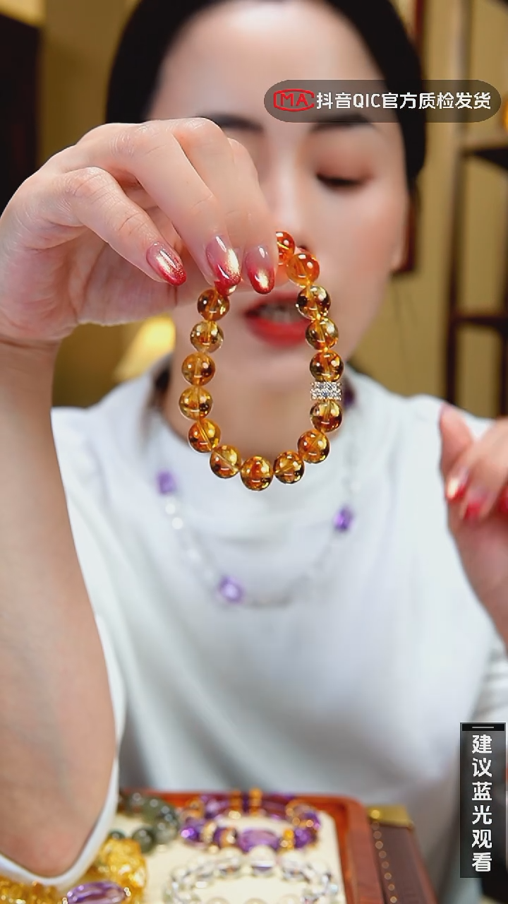 未镶嵌手链水晶闪购4号 天然黄塔晶设计款手链