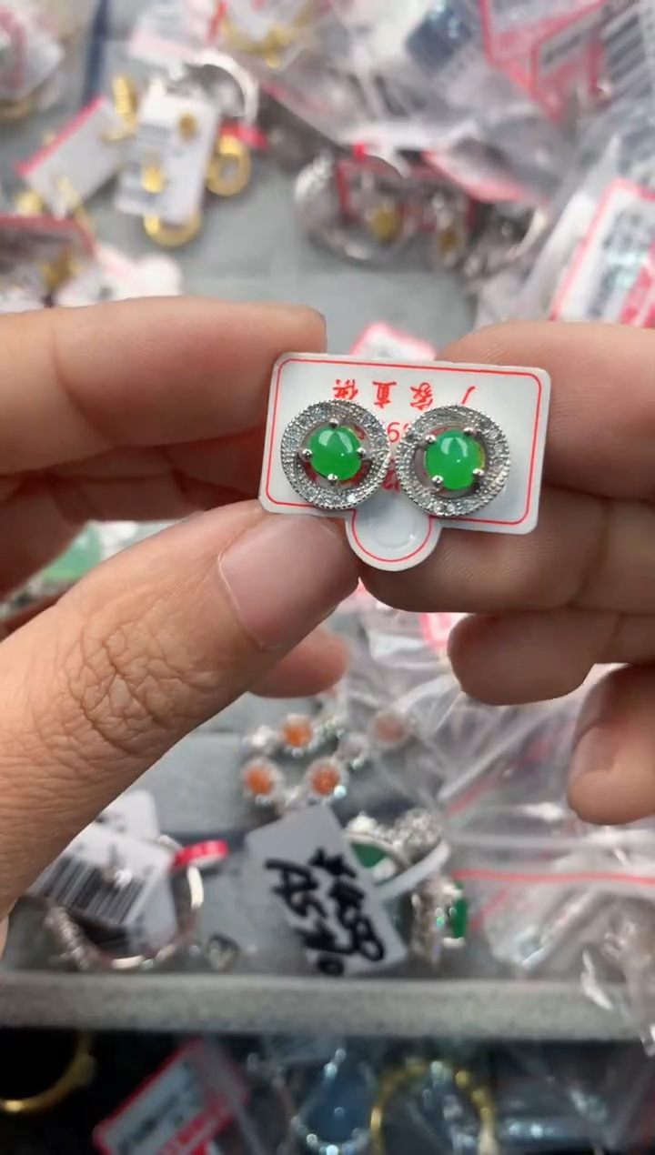 银S925镶嵌戒指翡翠12                9