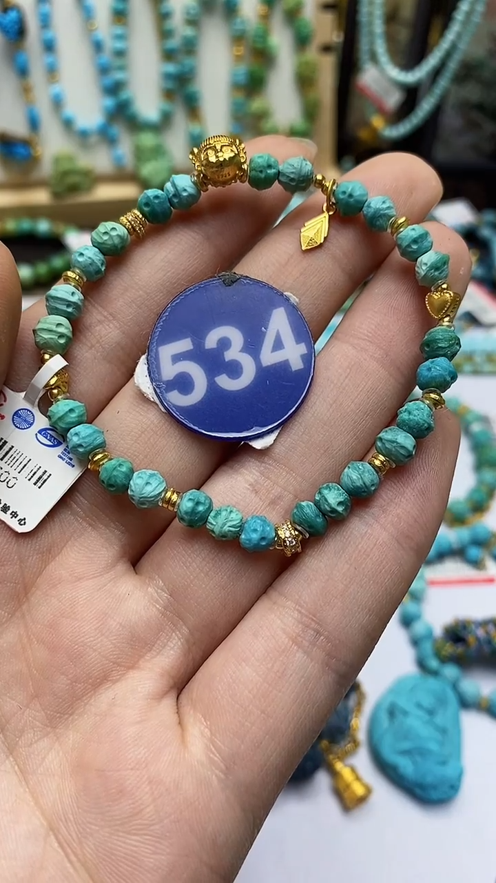绿松石银S925镶嵌手链534