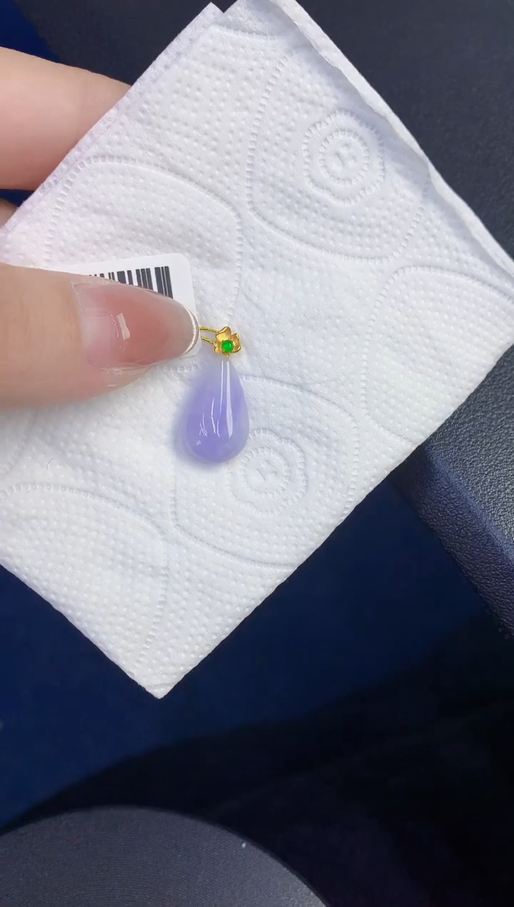 颈饰18K金镶嵌翡翠缅甸天然翡翠A货