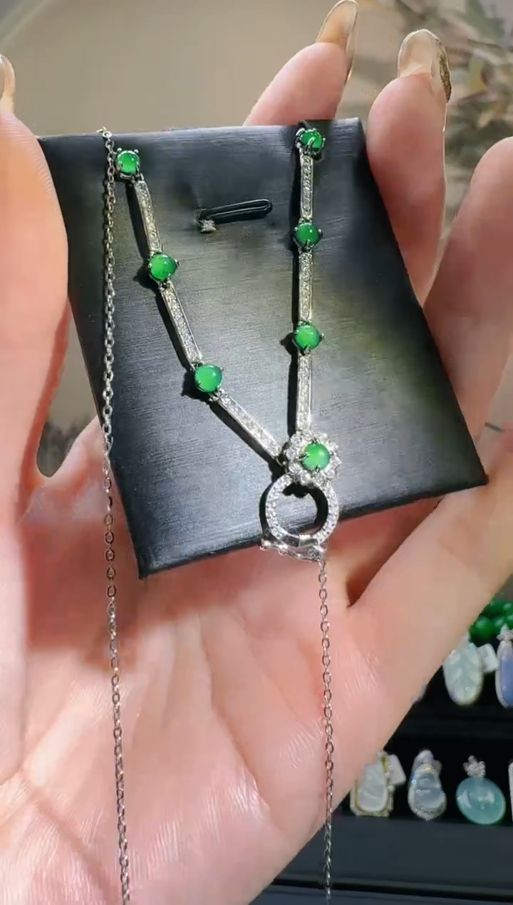 【闪购商品】翡翠项链银S925镶嵌万能链