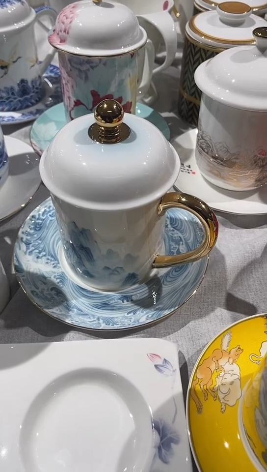瓷茶漏杯1套隆达骨瓷