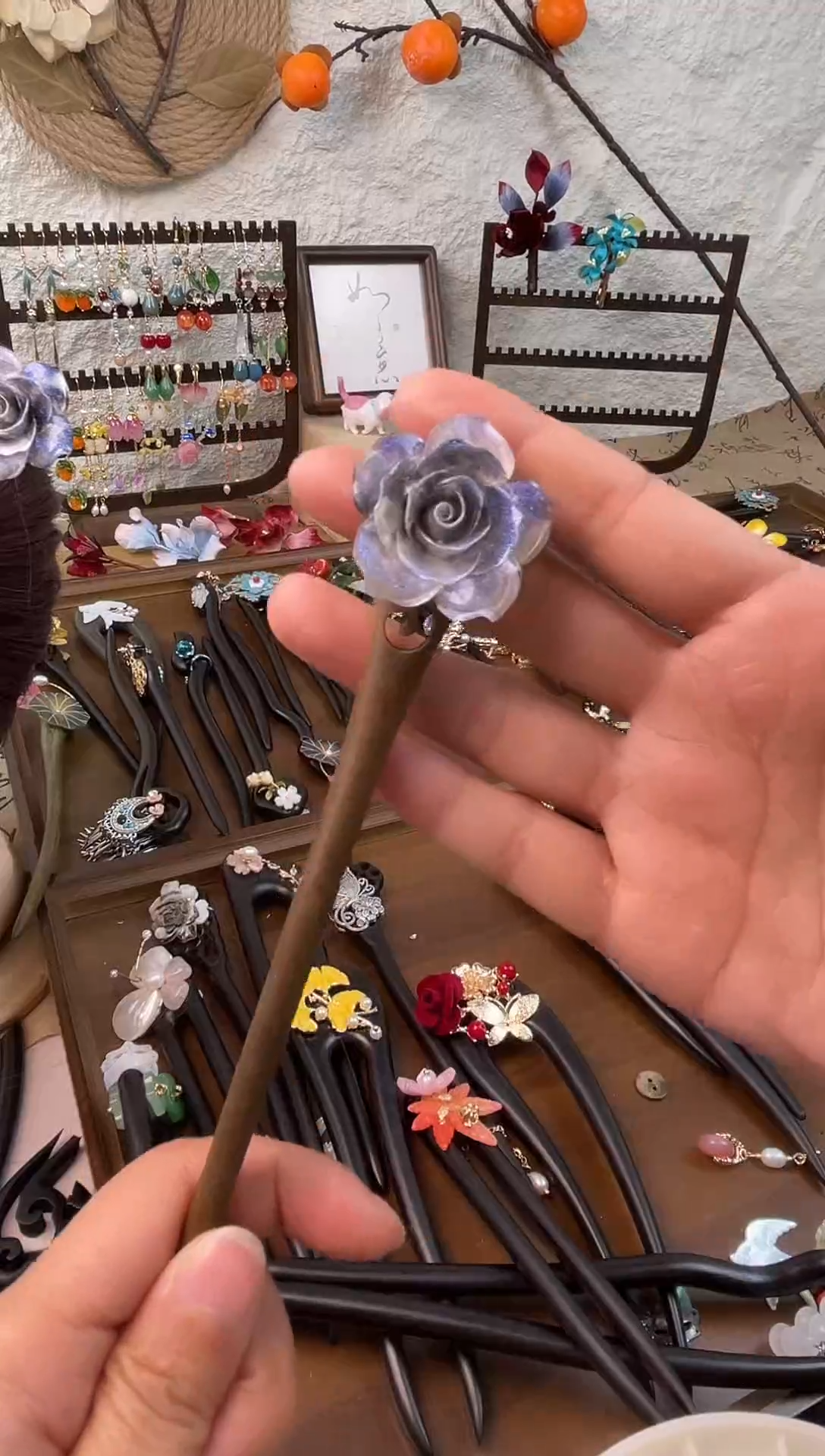 非金属木质18厘米绿檀木发簪