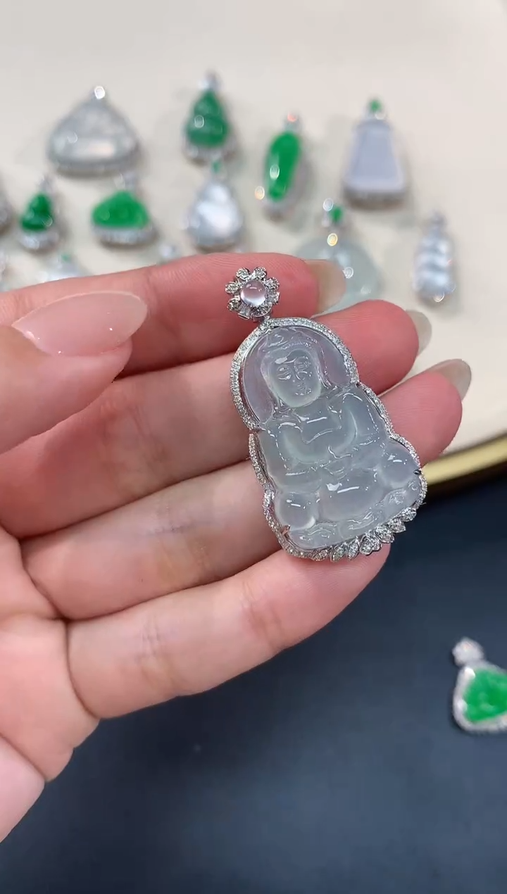 【闪购商品】翡翠吊坠(不含链)18K金镶嵌A542|6800