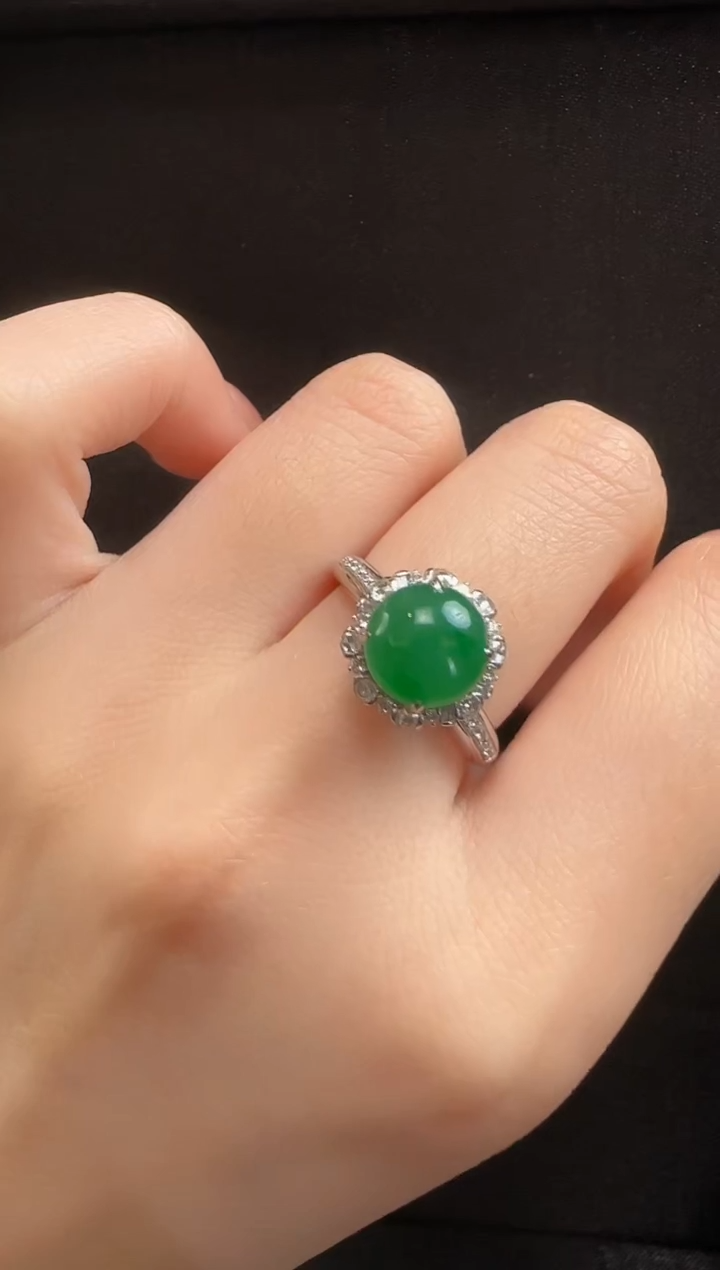 【闪购商品】翡翠戒指18K金镶嵌032蛋面一枚