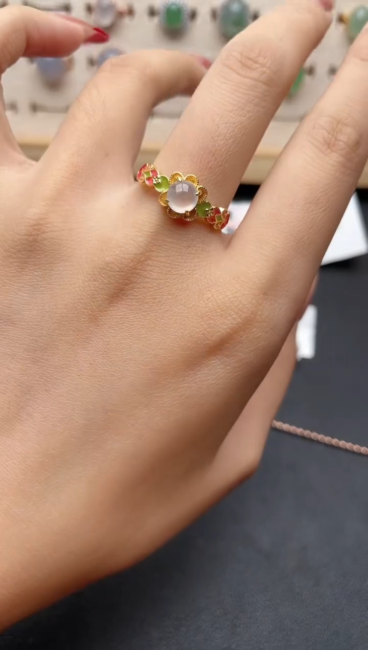 【闪购商品】翡翠戒指银S925镶嵌一物一证一礼盒