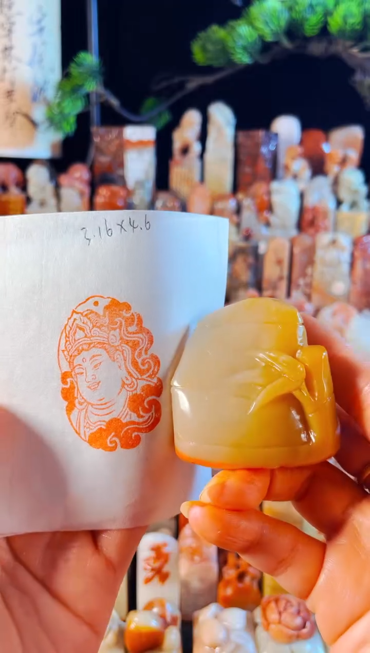 老挝石印石手工篆刻《佛造像》