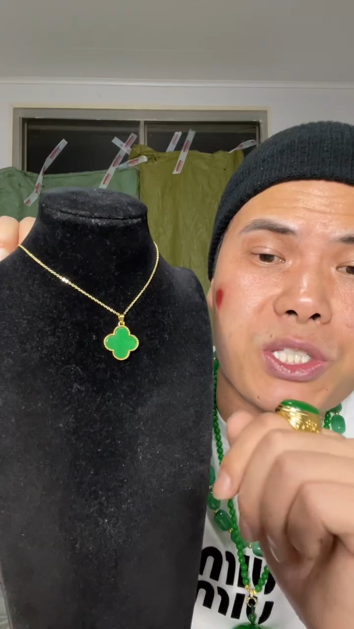 翡翠未镶嵌吊坠(赠链)【小伍珠宝】缅料四叶草吊坠