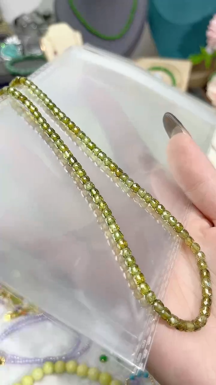 【闪购商品】锆石苏联钻项链银S925镶嵌绿色99