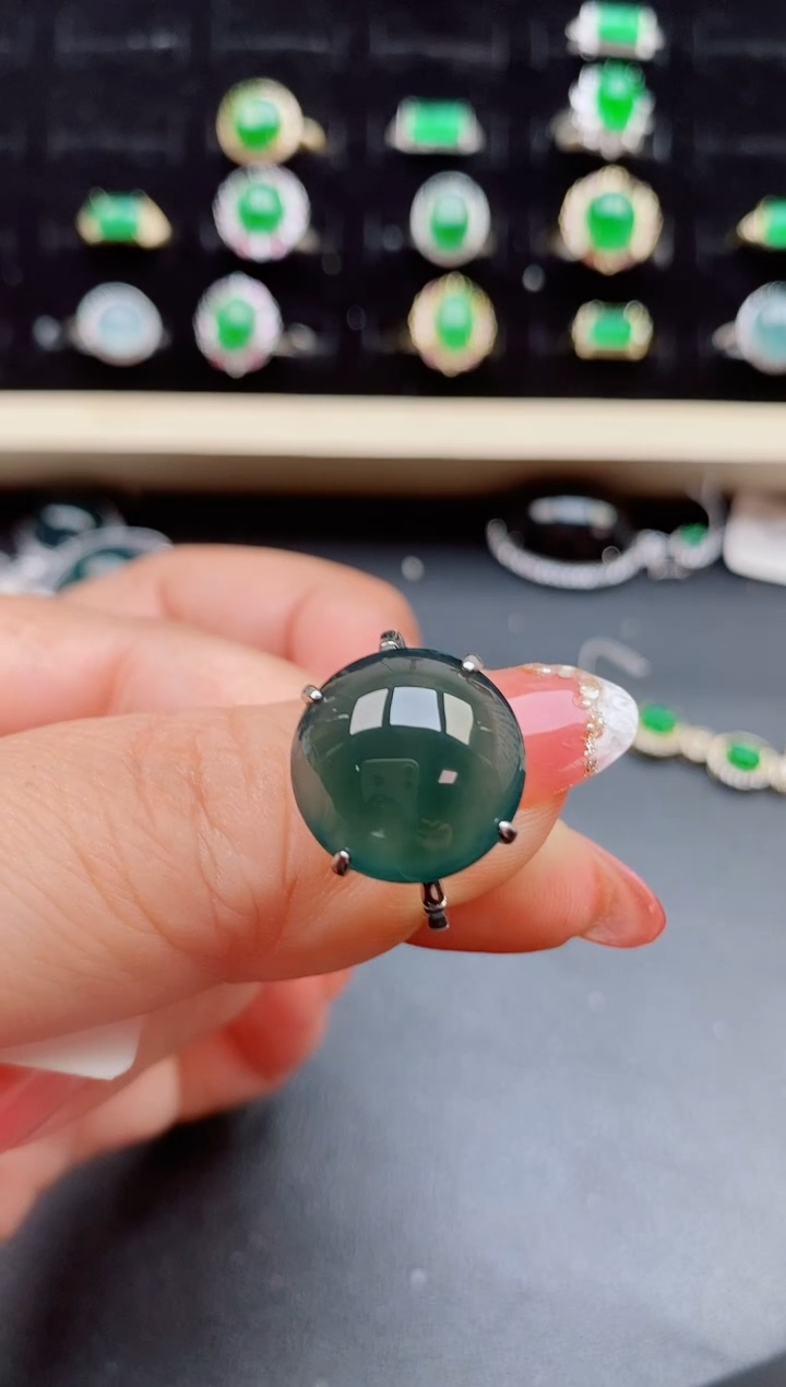 【闪购商品】翡翠戒指银S925镶嵌058050