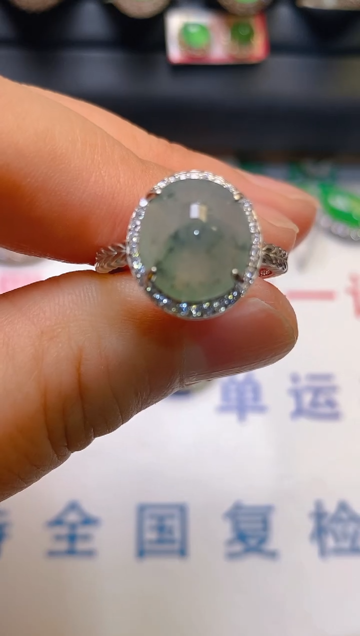 【闪购商品】翡翠耳饰银S925镶嵌天然A货翡翠1