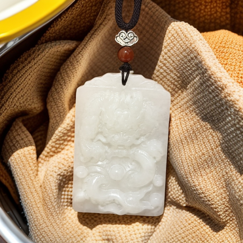 【抖音质检先鉴后发一物一证书】保正品保天然和田玉白玉龙牌