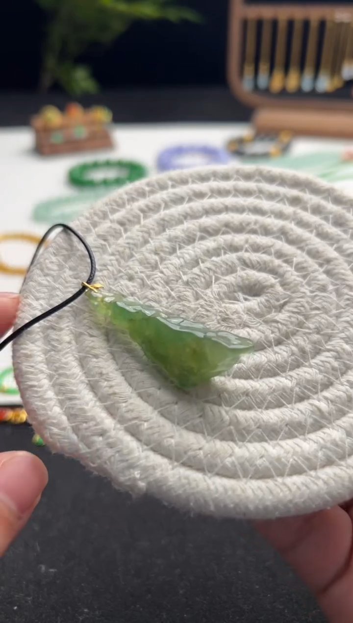 定制翡翠18K金镶嵌原石挂件1800+180-006chz