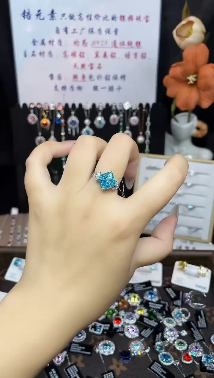 合成立方氧化锆925银编号F0122 戒指 10*10